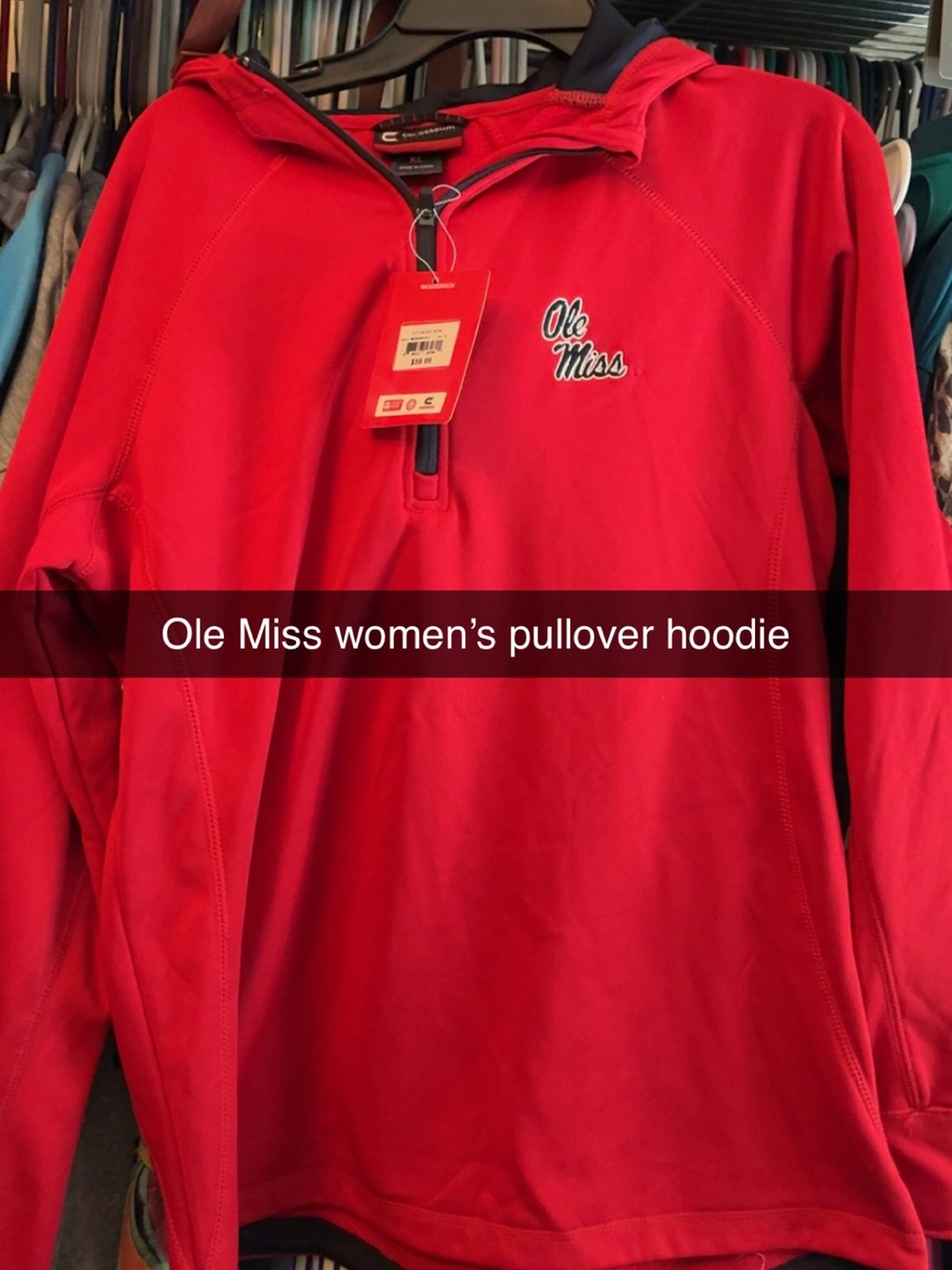 Colosseum Ole Miss Red Women's Quarter-Zip Pullover Hoodie